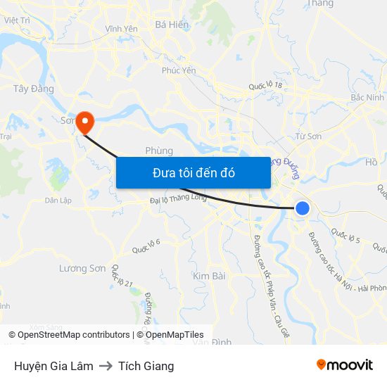 Huyện Gia Lâm to Tích Giang map