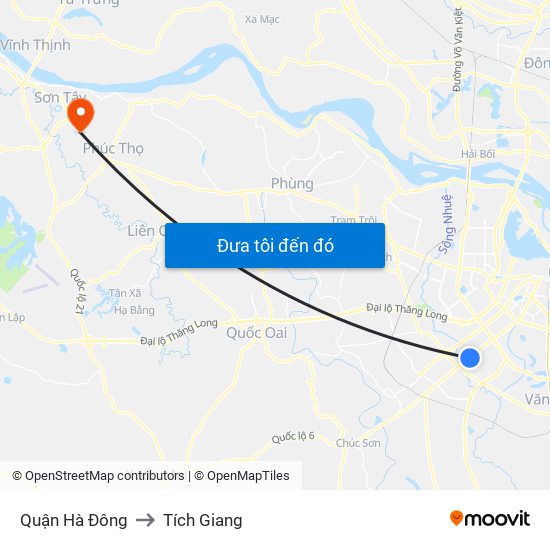 Quận Hà Đông to Tích Giang map