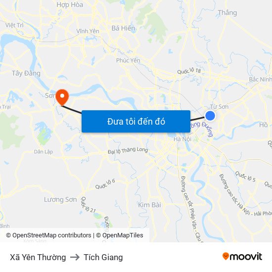 Xã Yên Thường to Tích Giang map