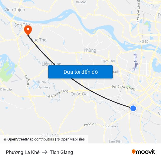 Phường La Khê to Tích Giang map