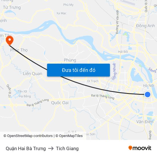 Quận Hai Bà Trưng to Tích Giang map