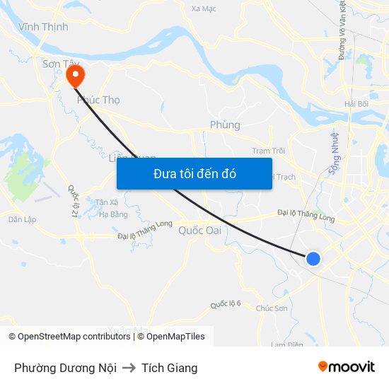 Phường Dương Nội to Tích Giang map