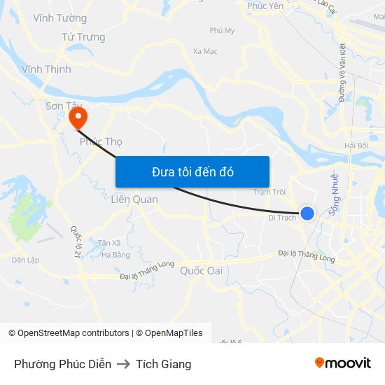 Phường Phúc Diễn to Tích Giang map