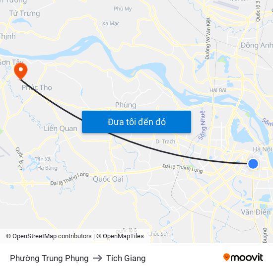 Phường Trung Phụng to Tích Giang map