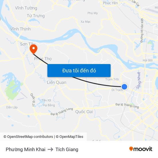 Phường Minh Khai to Tích Giang map