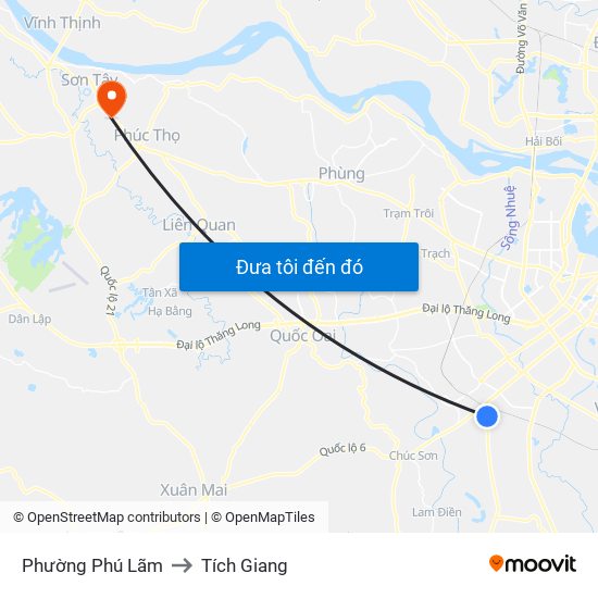 Phường Phú Lãm to Tích Giang map