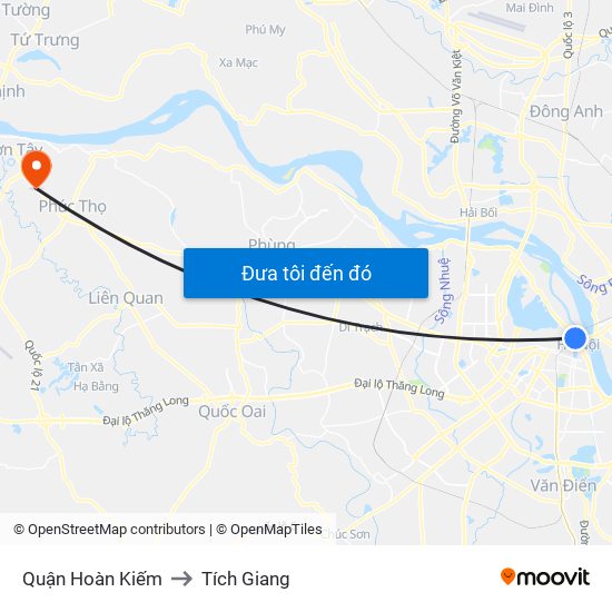 Quận Hoàn Kiếm to Tích Giang map