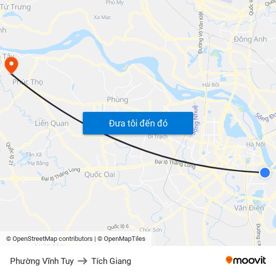 Phường Vĩnh Tuy to Tích Giang map