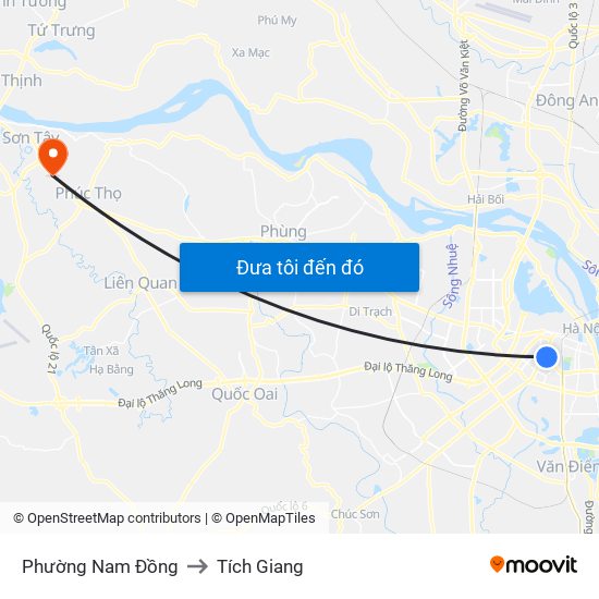 Phường Nam Đồng to Tích Giang map