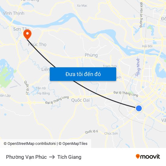 Phường Vạn Phúc to Tích Giang map