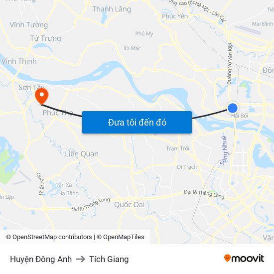 Huyện Đông Anh to Tích Giang map