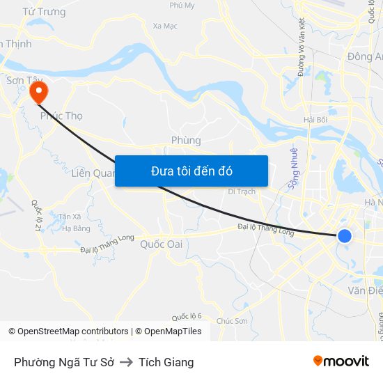 Phường Ngã Tư Sở to Tích Giang map