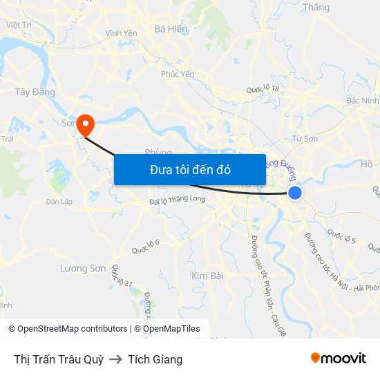 Thị Trấn Trâu Quỳ to Tích Giang map