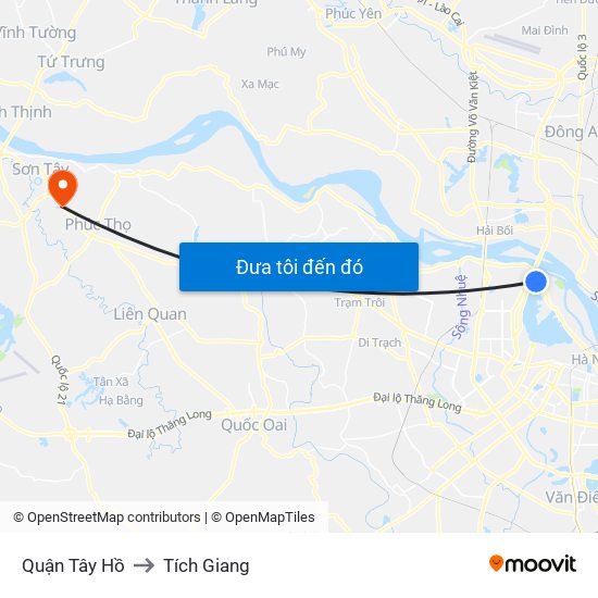 Quận Tây Hồ to Tích Giang map