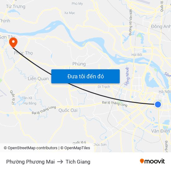 Phường Phương Mai to Tích Giang map