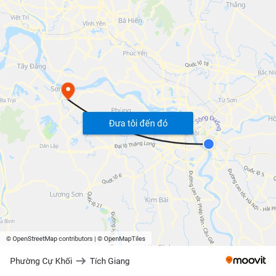 Phường Cự Khối to Tích Giang map