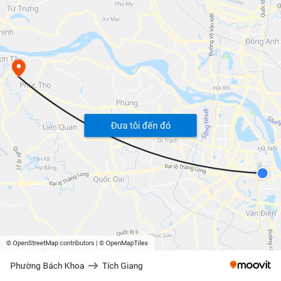 Phường Bách Khoa to Tích Giang map