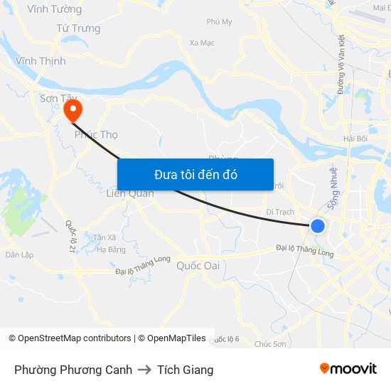 Phường Phương Canh to Tích Giang map