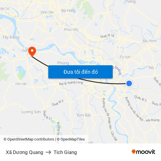 Xã Dương Quang to Tích Giang map