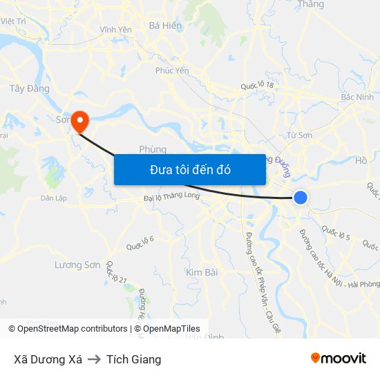 Xã Dương Xá to Tích Giang map