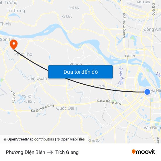 Phường Điện Biên to Tích Giang map