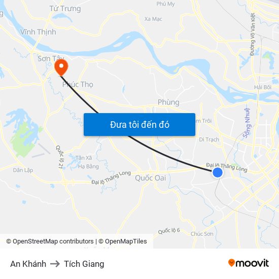 An Khánh to Tích Giang map
