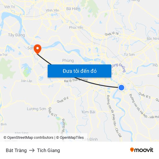 Bát Tràng to Tích Giang map