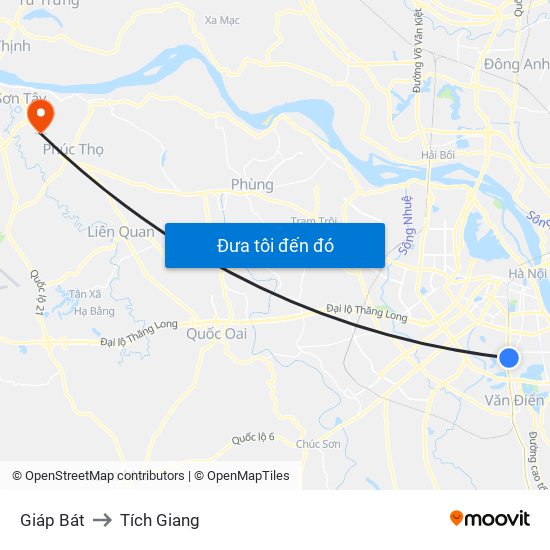 Giáp Bát to Tích Giang map