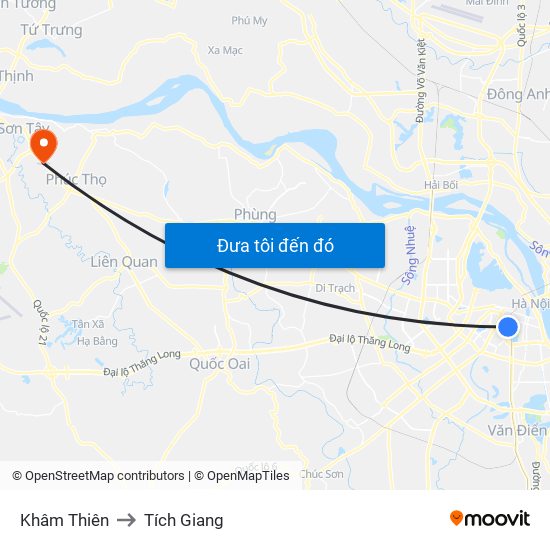 Khâm Thiên to Tích Giang map