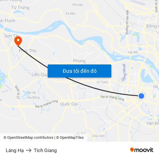 Láng Hạ to Tích Giang map