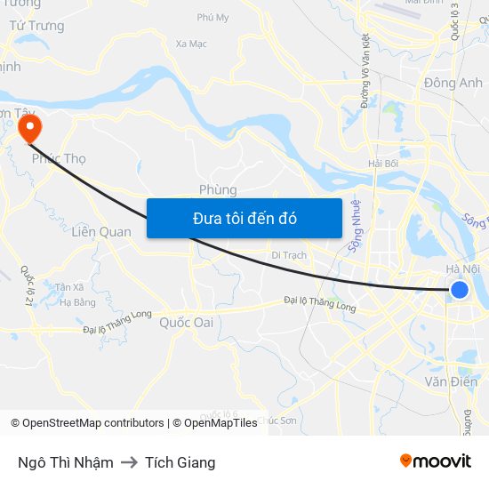 Ngô Thì Nhậm to Tích Giang map