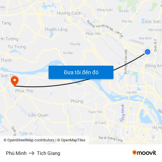 Phú Minh to Tích Giang map