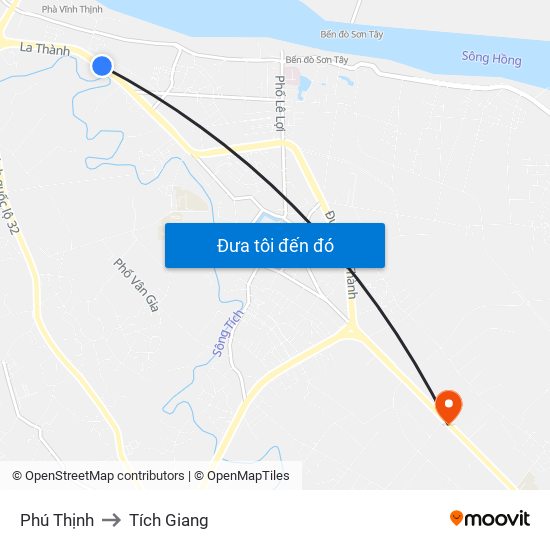 Phú Thịnh to Tích Giang map