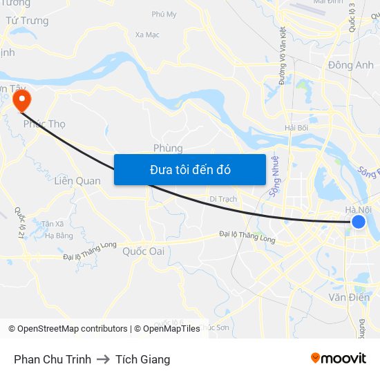 Phan Chu Trinh to Tích Giang map