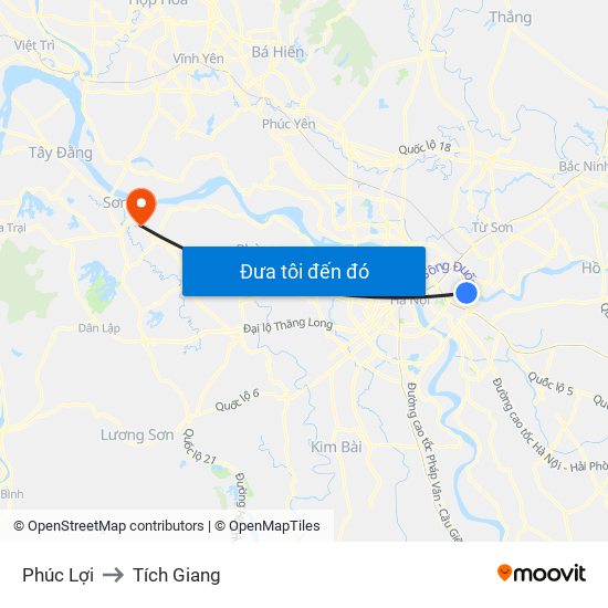 Phúc Lợi to Tích Giang map