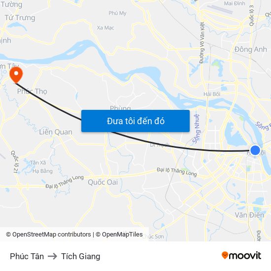 Phúc Tân to Tích Giang map