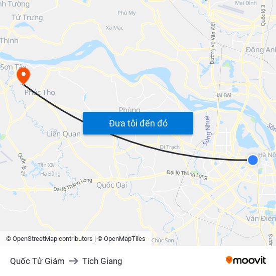 Quốc Tử Giám to Tích Giang map