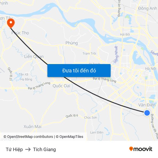 Tứ Hiệp to Tích Giang map