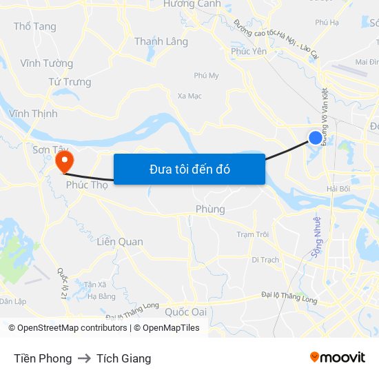 Tiền Phong to Tích Giang map