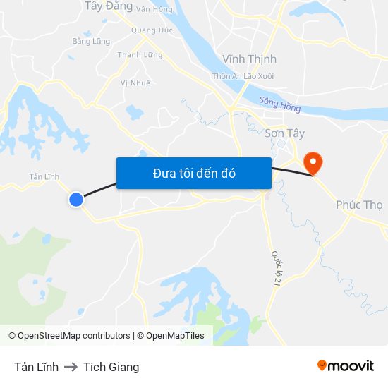 Tản Lĩnh to Tích Giang map