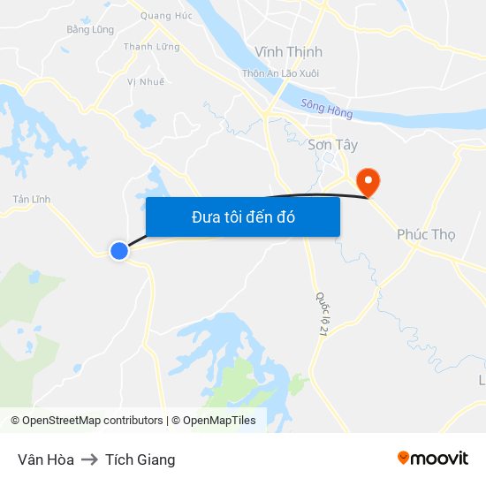 Vân Hòa to Tích Giang map
