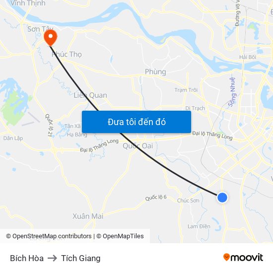 Bích Hòa to Tích Giang map