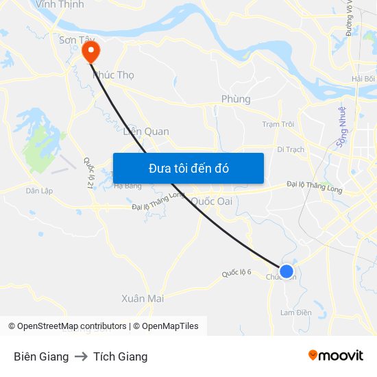 Biên Giang to Tích Giang map