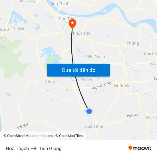 Hòa Thạch to Tích Giang map