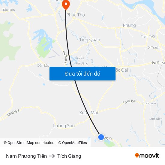 Nam Phương Tiến to Tích Giang map