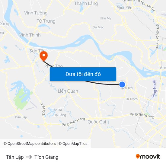 Tân Lập to Tích Giang map