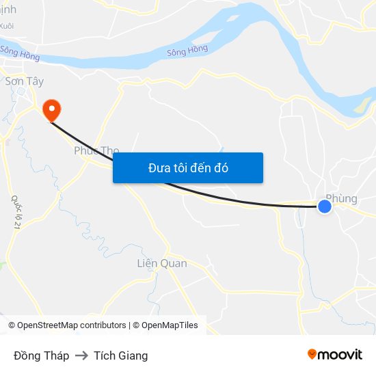 Đồng Tháp to Tích Giang map