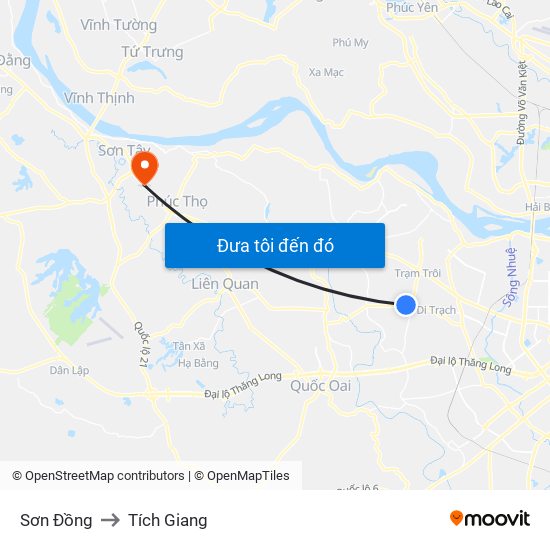 Sơn Đồng to Tích Giang map