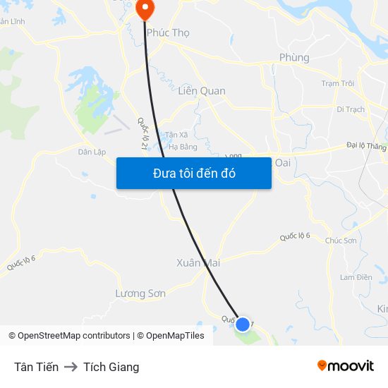 Tân Tiến to Tích Giang map