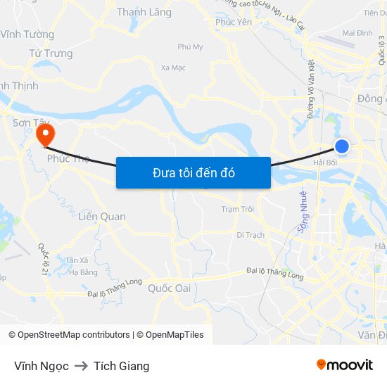 Vĩnh Ngọc to Tích Giang map